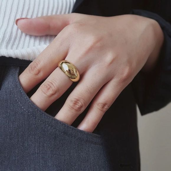 CLOSING SALE! Gold Plated Wide Dome Ring - Picture 3 of 11